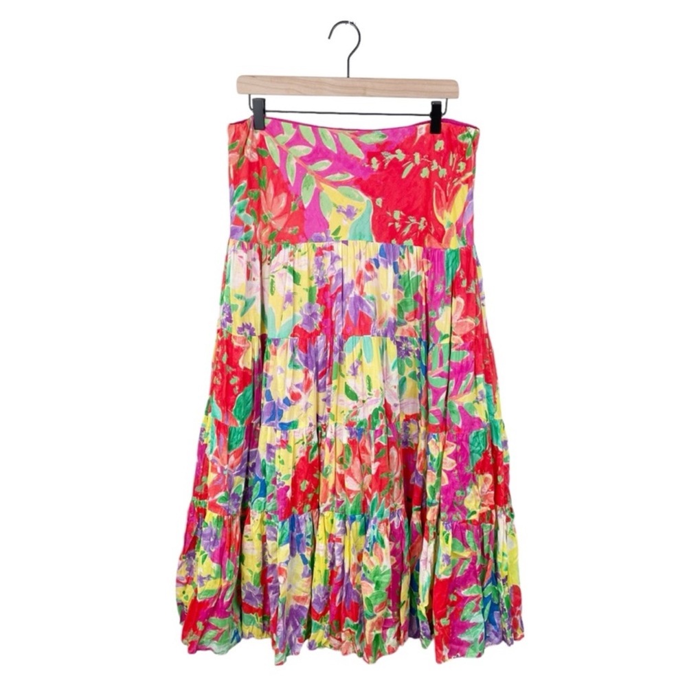 ✨ 🌸 Ralph Lauren 90s Vintage Floral Multicolor Skirt 100% Cotton🌸✨